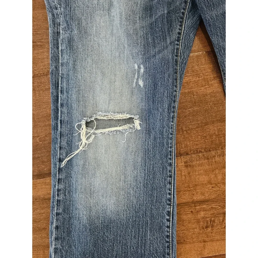 Distressed American Eagle Mens Skater Boot Jeans 36x32 Blue Distressed Bootcut